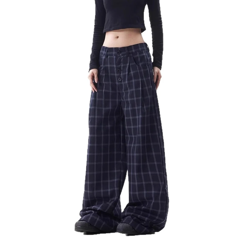 Damen Weitgeschnittene Karottenhose mit Karo-Muster Nord Taschen