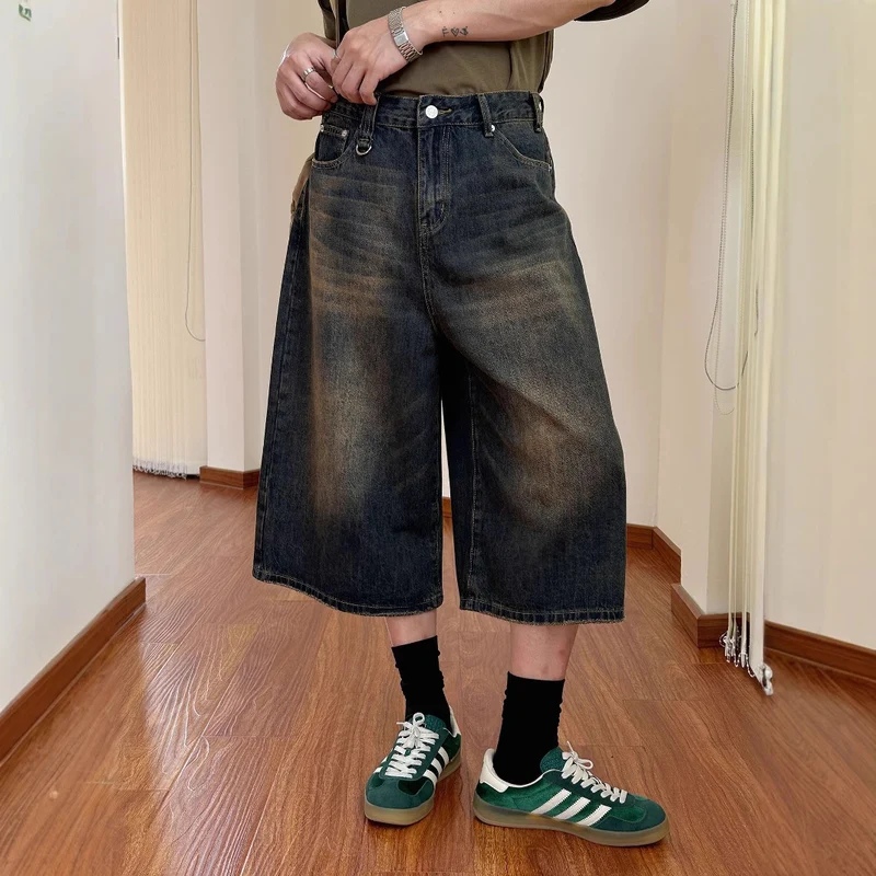 Damen Weitgeschnittene Jeans-Shorts Nord Taschen