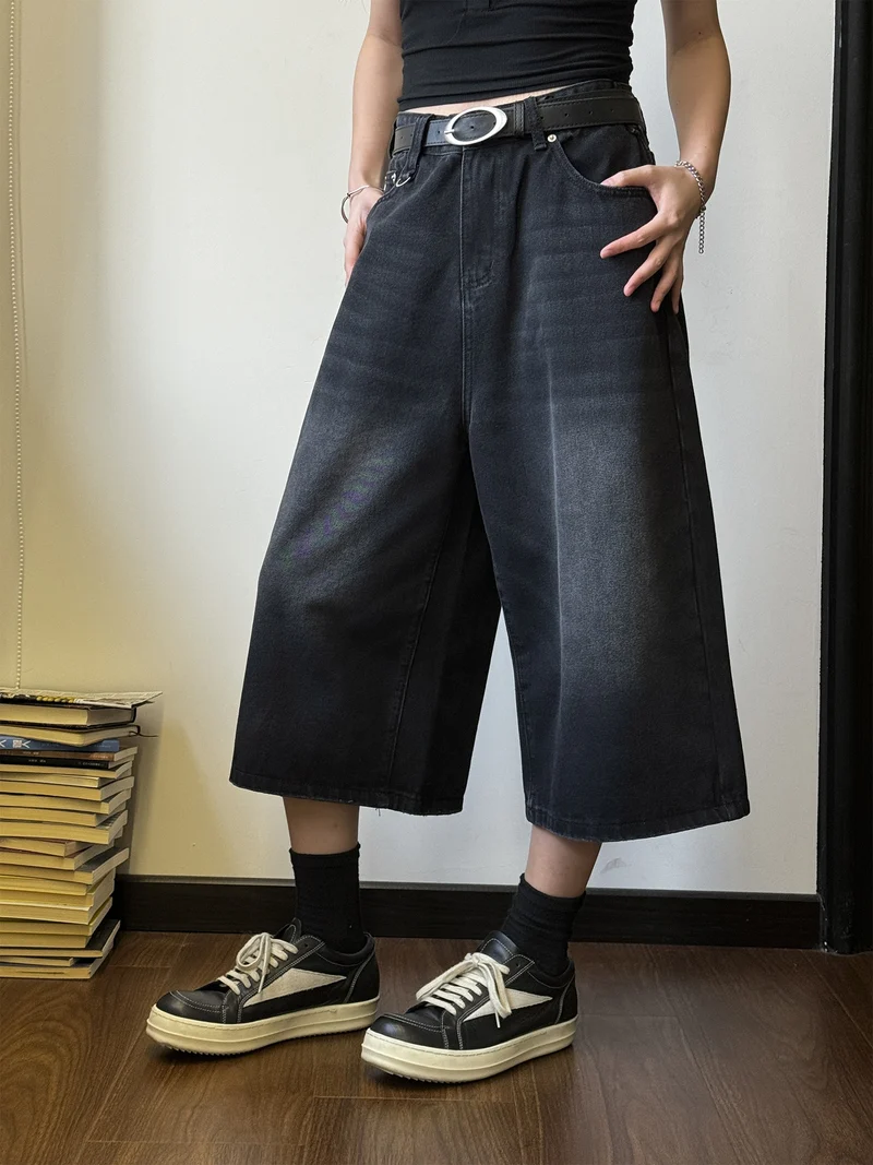 Damen Weitgeschnittene Jeans-Shorts Nord Taschen