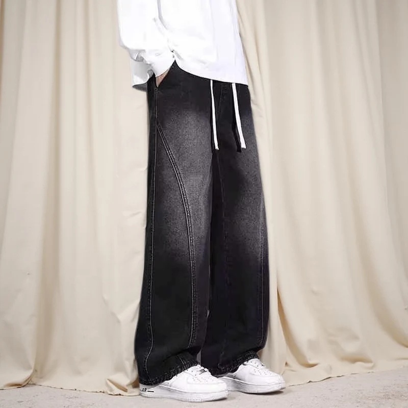 Damen Weitgeschnittene Jeans mit elastischem Bund Nord Taschen