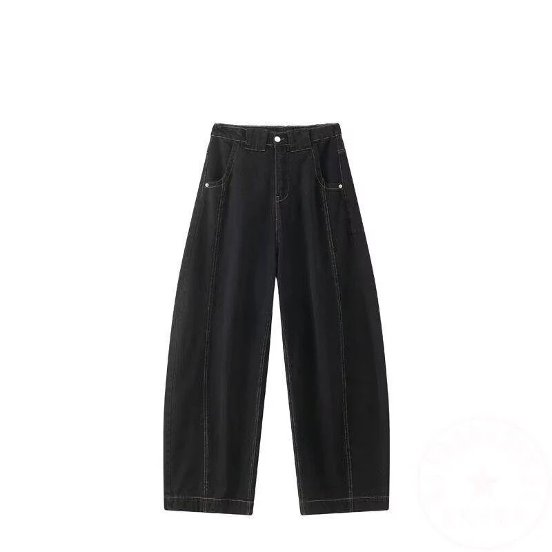 Damen Weitgeschnittene Jeans mit ausgefallenem Used-Look Nord Taschen