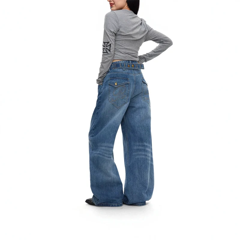 Damen Weitgeschnittene Jeans Nord Taschen 1787982170