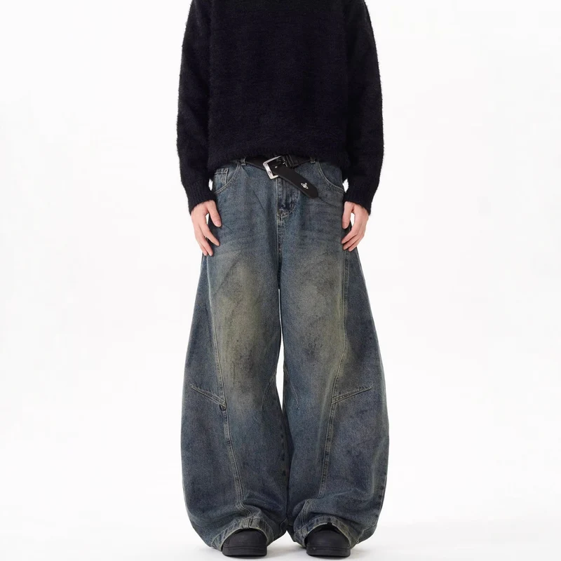 Damen Weitgeschnittene Hochbundjeans Nord Taschen