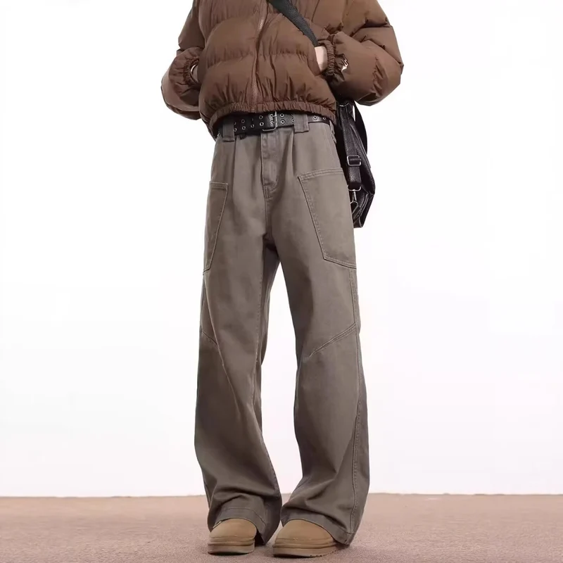 Damen Weitgeschnittene High-Waist Cargo-Hose Nord Taschen
