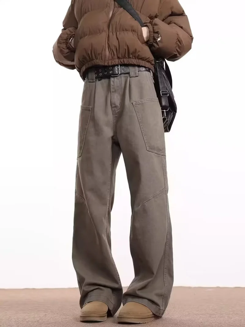 Damen Weitgeschnittene High-Waist Cargo-Hose Nord Taschen