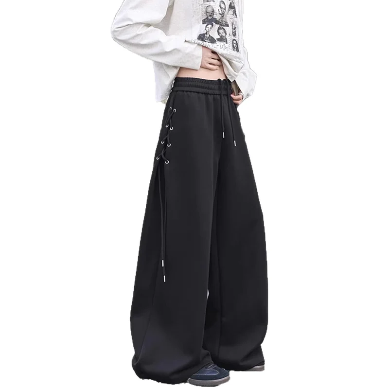 Damen Weitgeschnittene Freizeithose mit Schnürdetails Nord Taschen