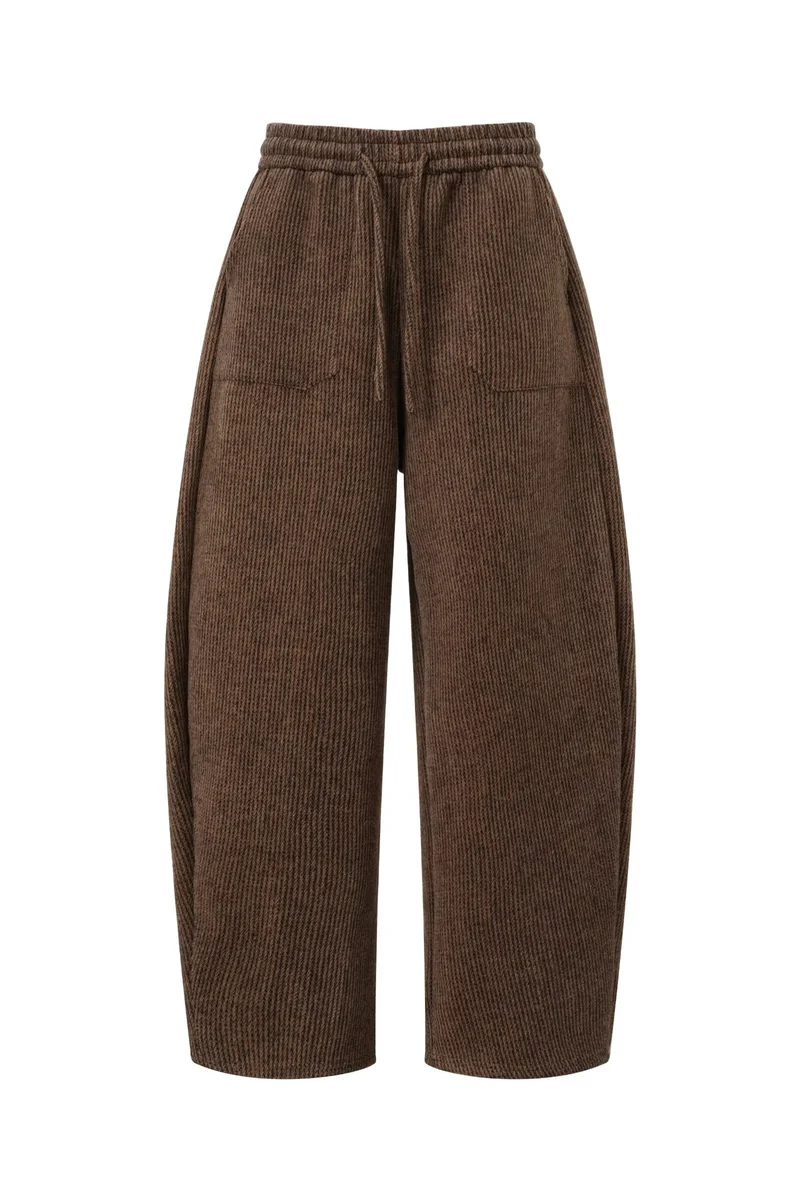 Damen Weitgeschnittene Cord-Hose mit elastischem Bund Nord Taschen