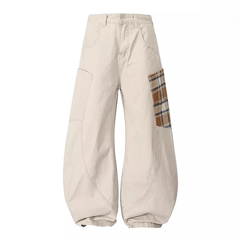 Damen Weitgeschnittene Cargo-Hose mit Karomuster Nord Taschen