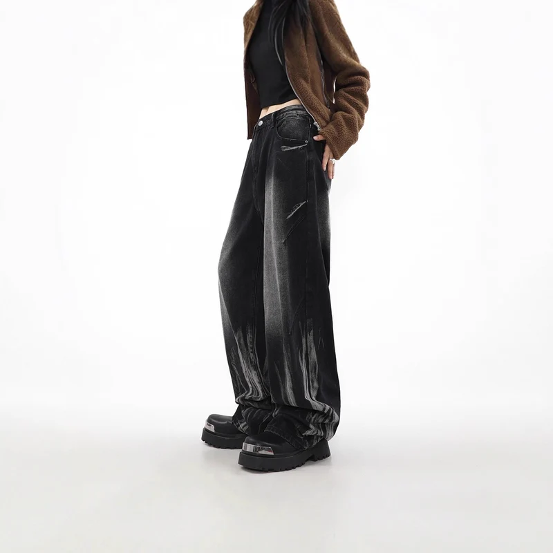 Damen Weitgeschnittene Baumwoll-Jeans Nord Taschen
