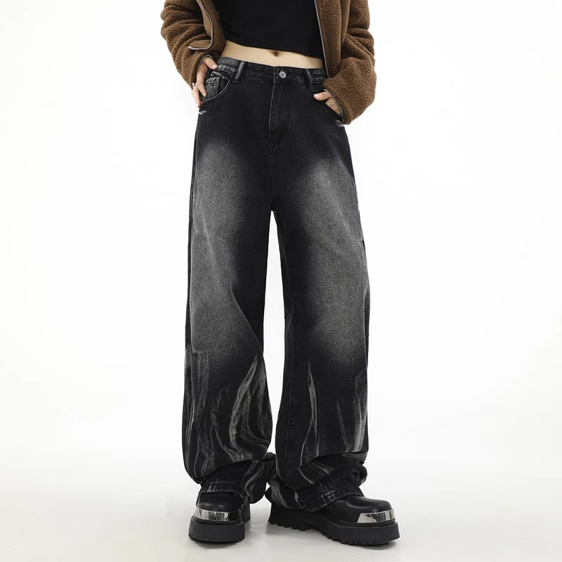 Damen Weitgeschnittene Baumwoll-Jeans Nord Taschen