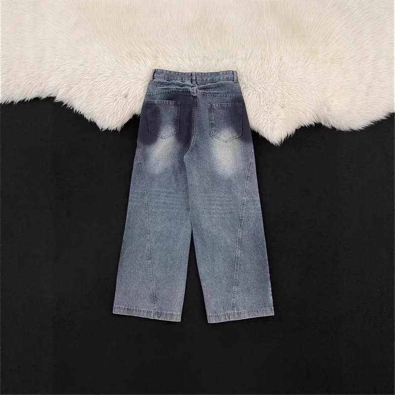 Damen Weitbeinige Destroyed Jeans Nord Taschen