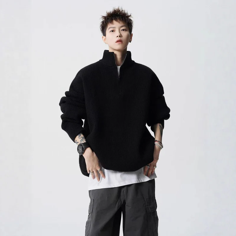 Damen Urbaner Oversized Pullover mit Stehkragen Nord Taschen