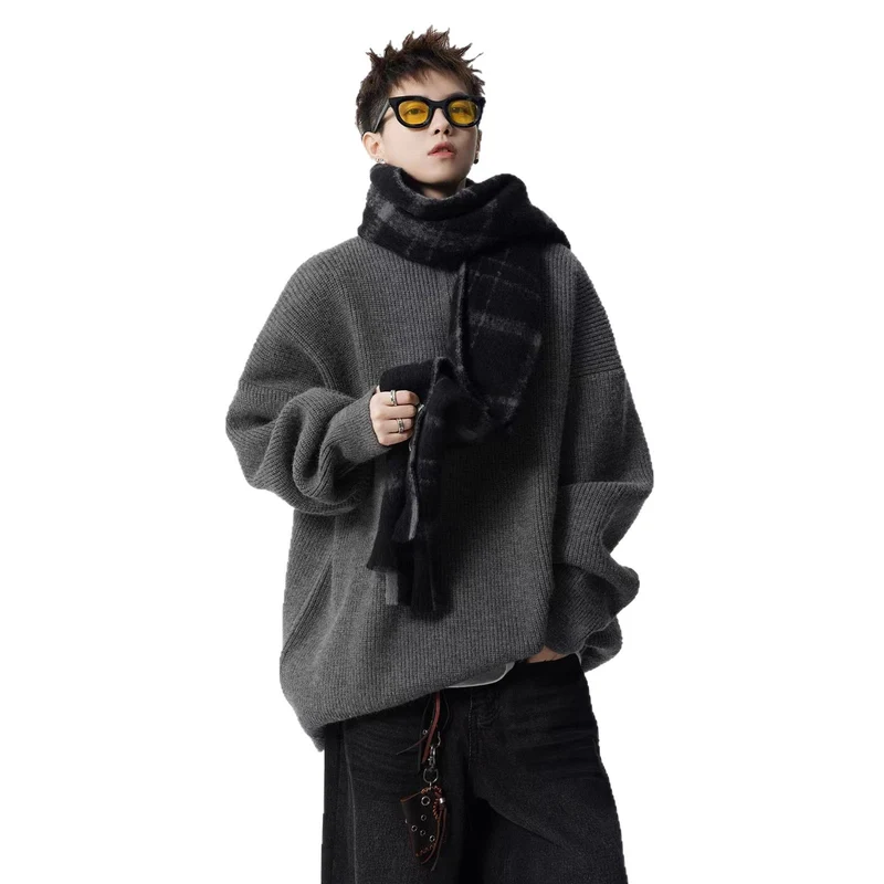 Damen Urbaner Oversized Pullover mit Stehkragen Nord Taschen