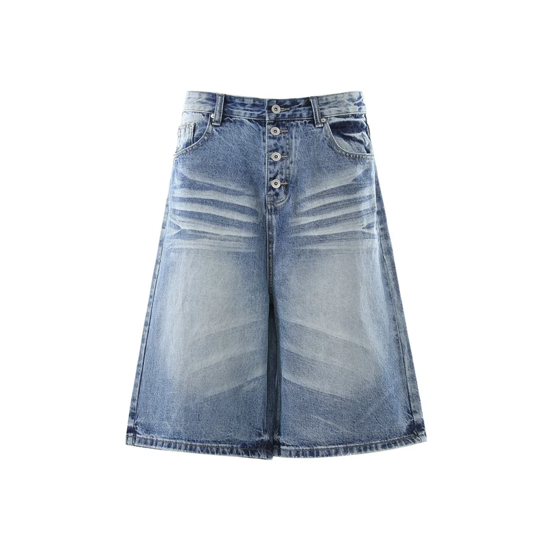 Damen Trendige Jeans-Shorts mit weitem Schnitt Nord Taschen