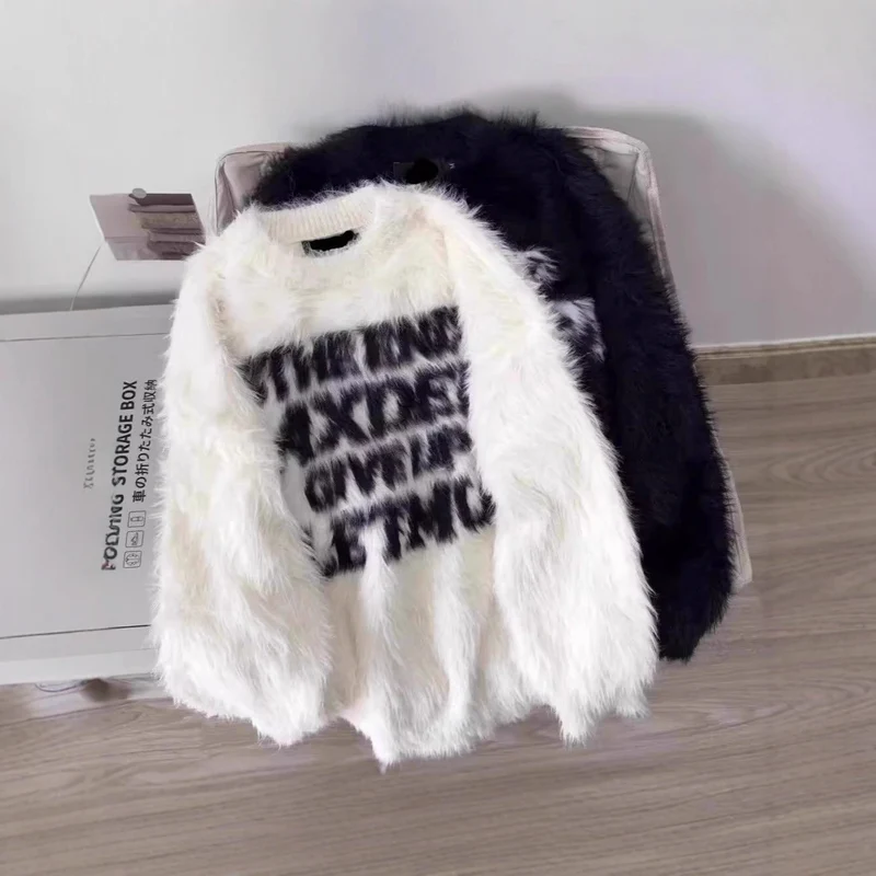 Damen Stylistischer Oversized Pullover mit kreativem Print Nord Taschen