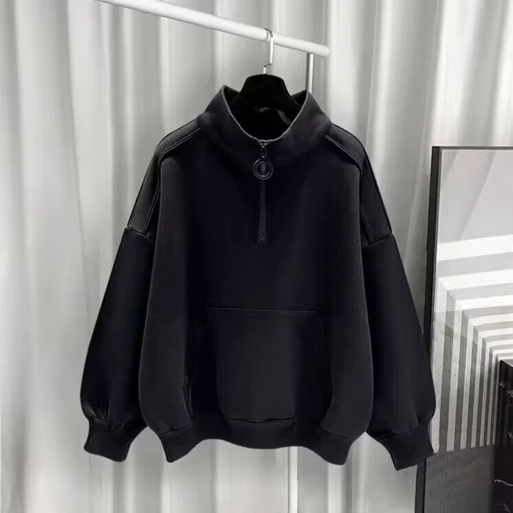 Damen Sportlicher Hochkragen Pullover mit Reißverschluss Nord Taschen
