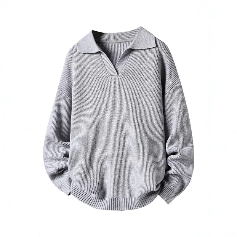 Damen Oversized Pullover mit Kragen Nord Taschen
