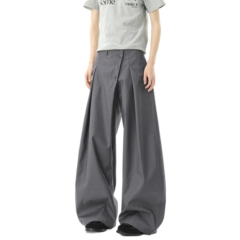 Damen Modische Weitgeschnittene Hose mit Knopfdetails Nord Taschen
