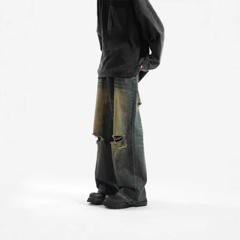 Damen Modische Weitbeinjeans mit zerrissenen Details Nord Taschen