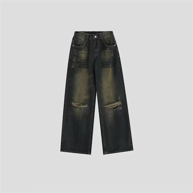 Damen Modische Weitbeinjeans mit zerrissenen Details Nord Taschen