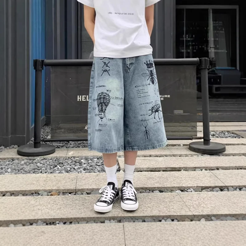 Damen Modische Weitbein-Jeans mit einzigartigem Grafikdesign Nord Taschen