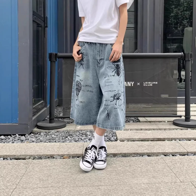 Damen Modische Weitbein-Jeans mit einzigartigem Grafikdesign Nord Taschen