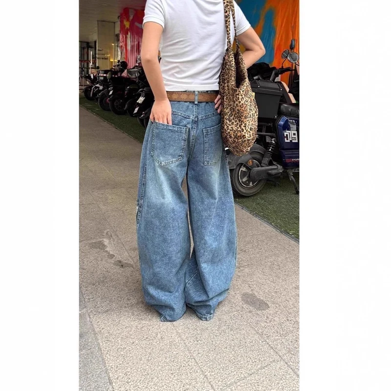 Damen Modische Weitbein-Jeans Nord Taschen