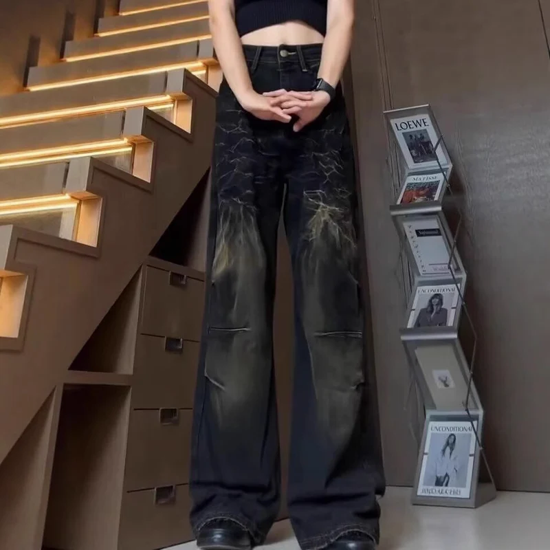 Damen Modische Oversized Jeans Nord Taschen