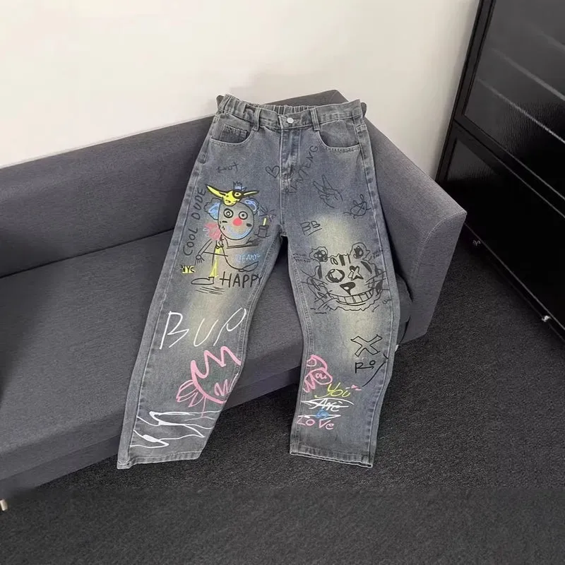 Damen Modische Jeans mit kreativem Grafikdruck Nord Taschen