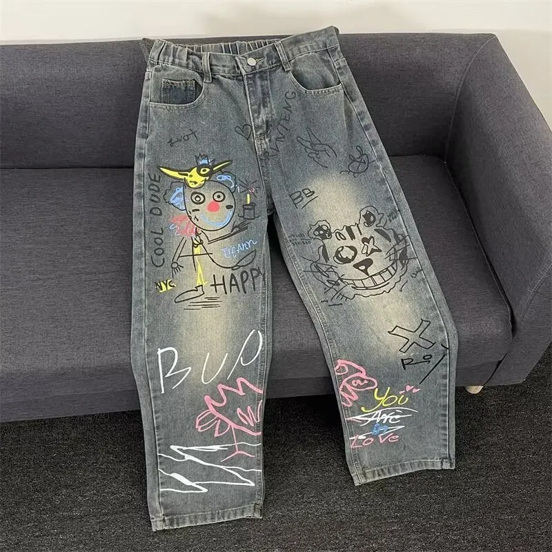 Damen Modische Jeans mit kreativem Grafikdruck Nord Taschen