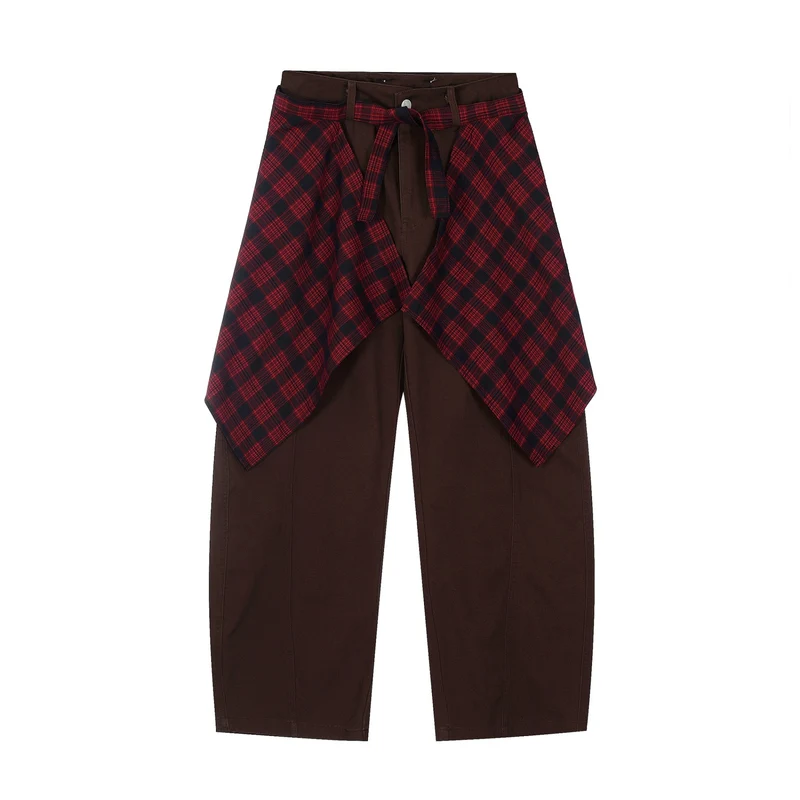 Damen Modische Harem-Hose mit kariertem Überwurf Nord Taschen