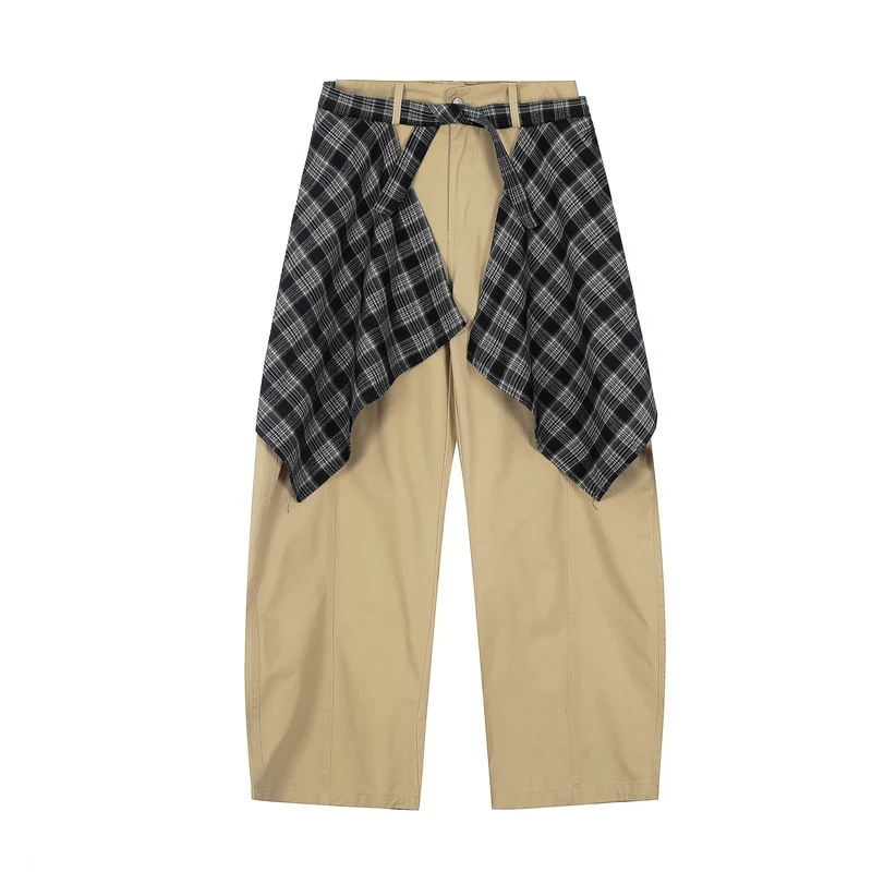 Damen Modische Harem-Hose mit kariertem Überwurf Nord Taschen