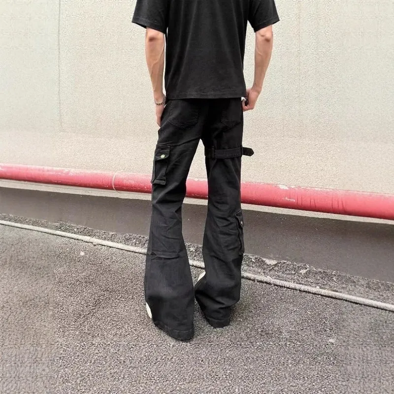 Damen Modische Cargo-Jeans mit weitem Bein und praktischen Taschen Nord Taschen