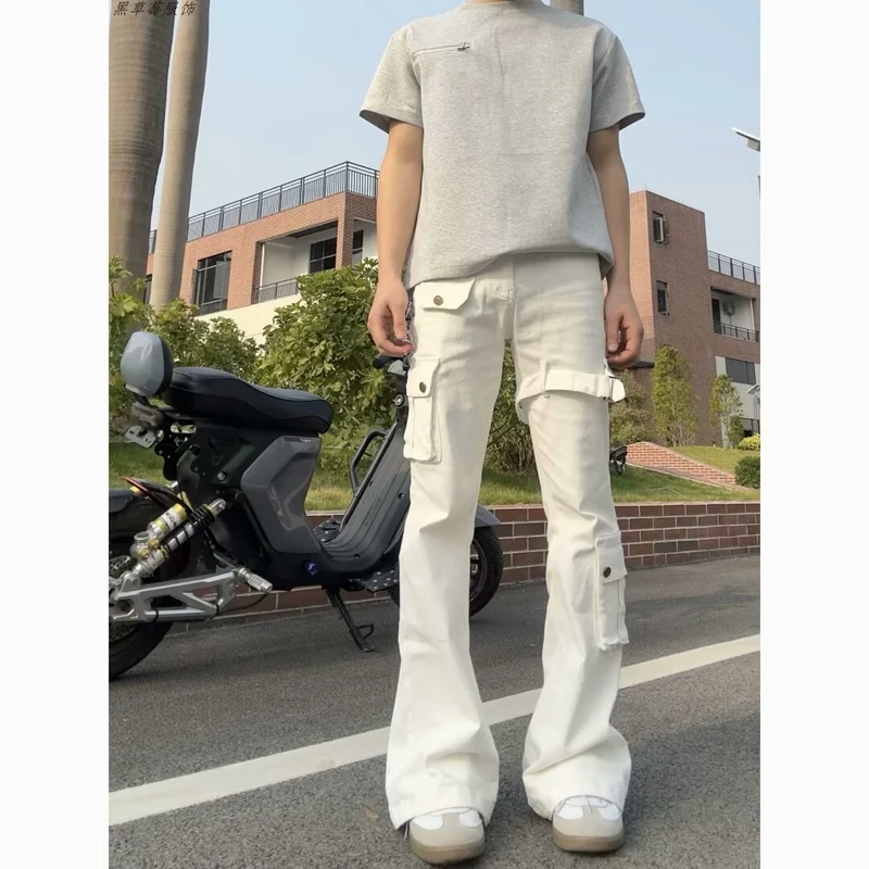 Damen Modische Cargo-Jeans mit weitem Bein und praktischen Taschen Nord Taschen