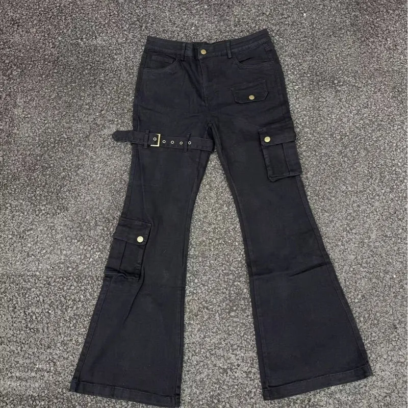 Damen Modische Cargo-Jeans mit weitem Bein und praktischen Taschen Nord Taschen