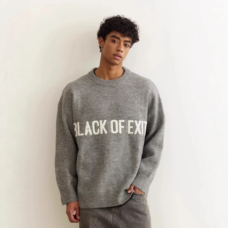 Damen Lässiger Oversized Pullover mit kreativem Schriftzug Nord Taschen