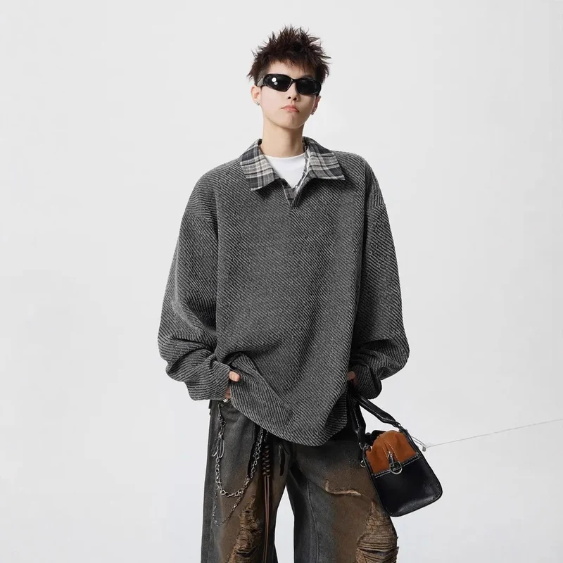Damen Lässiger Oversize-Hemd-Pullover Nord Taschen