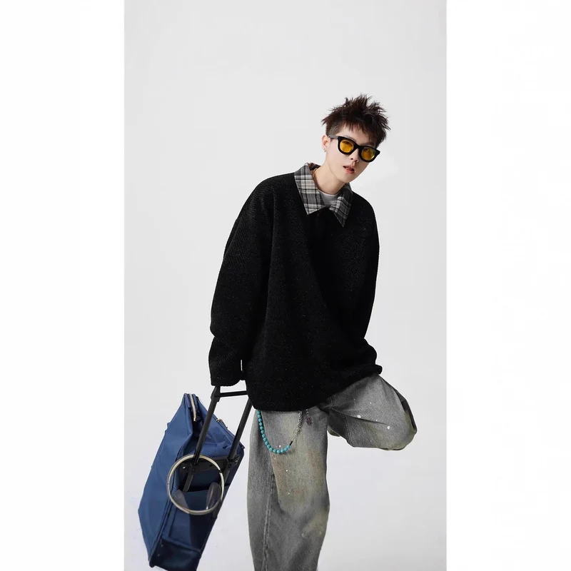 Damen Lässiger Oversize-Hemd-Pullover Nord Taschen