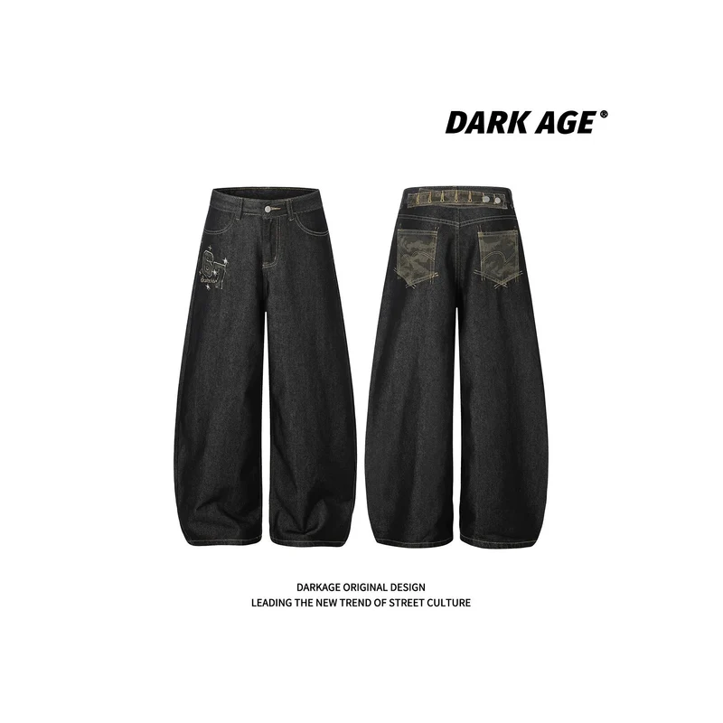 Damen Lässige Weitgeschnittene Jeans Nord Taschen