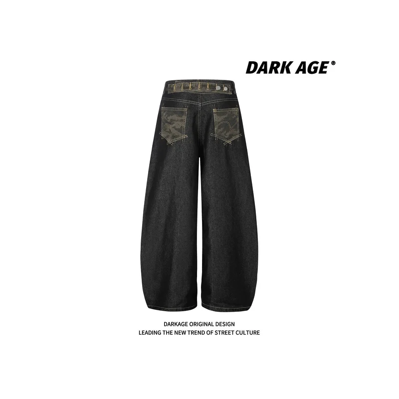 Damen Lässige Weitgeschnittene Jeans Nord Taschen