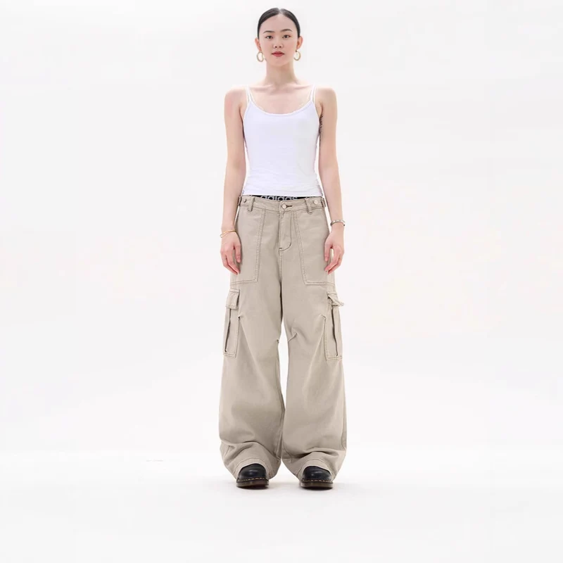Damen Lässige Weitgeschnittene Cargo-Hose mit praktischen Taschen Nord Taschen