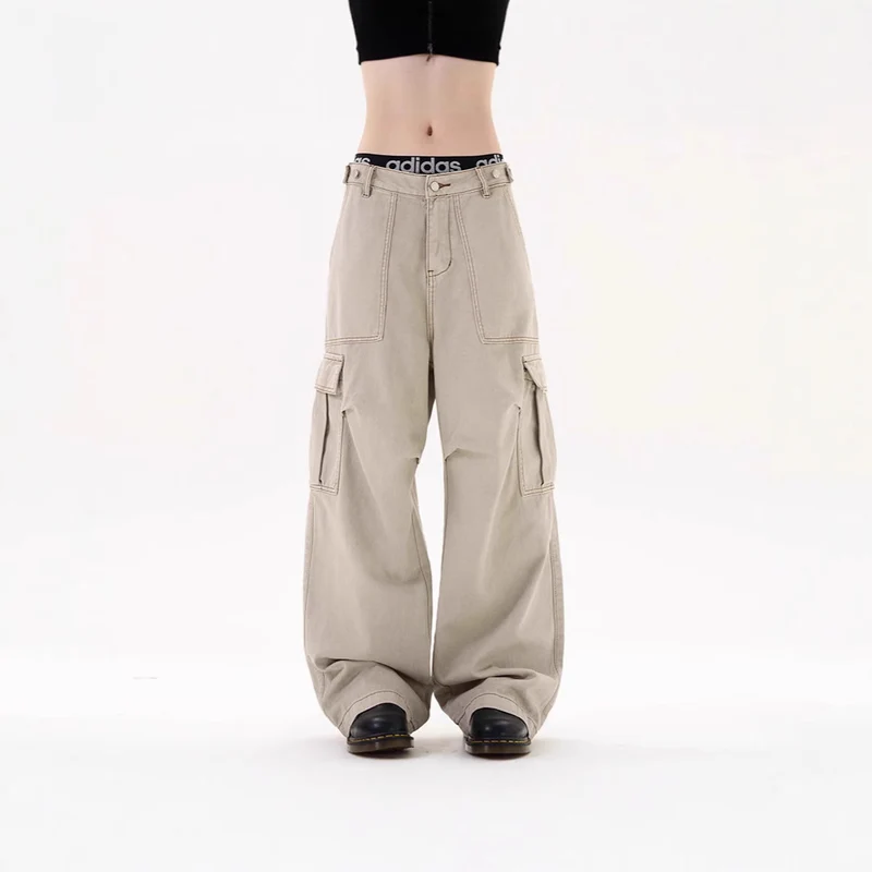 Damen Lässige Weitgeschnittene Cargo-Hose mit praktischen Taschen Nord Taschen