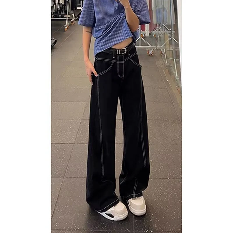 Damen Lässige High-Waist Schlaghose Nord Taschen