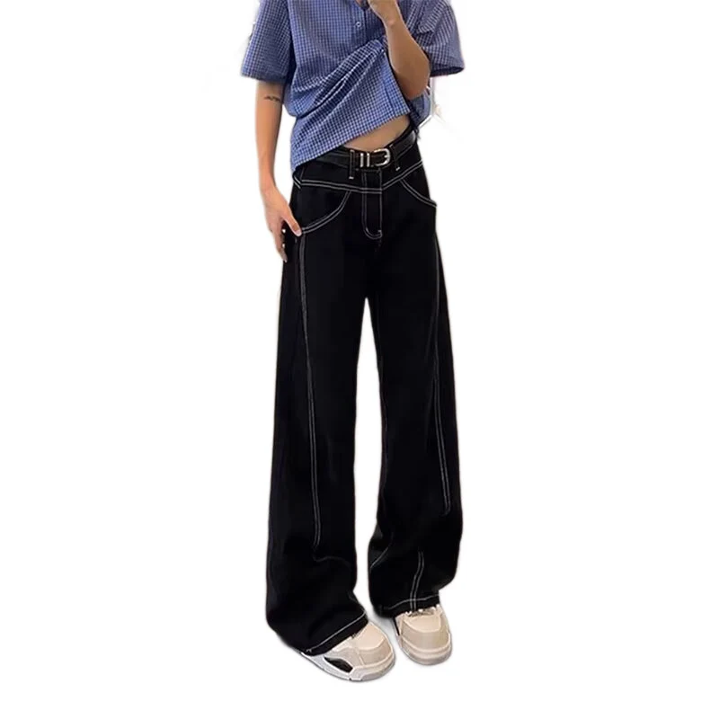 Damen Lässige High-Waist Schlaghose Nord Taschen