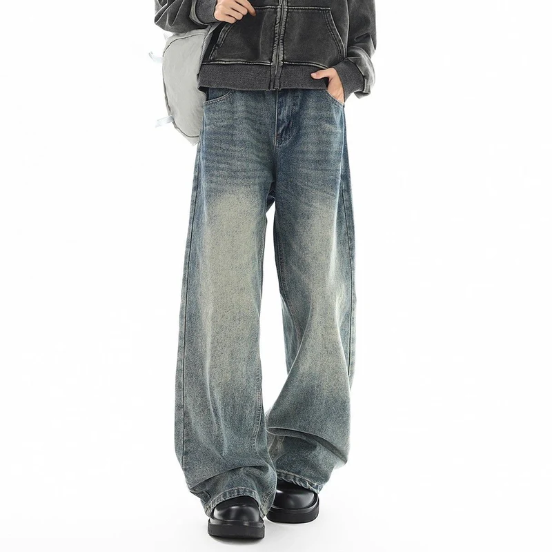 Damen Hochtaillierte Weite Jeans Nord Taschen