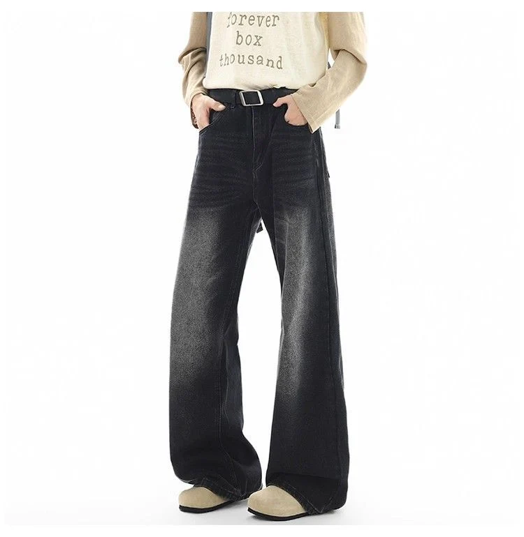 Damen Hochtaillierte Weite Jeans Nord Taschen