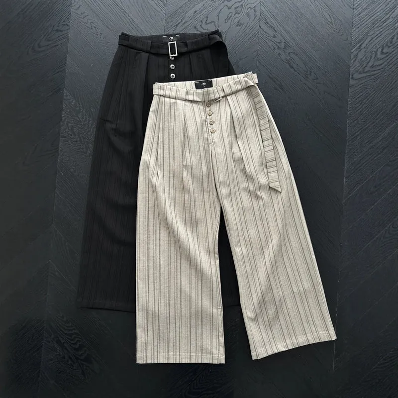 Damen Hochtaillierte Schneiderhose mit weitem Bein Nord Taschen