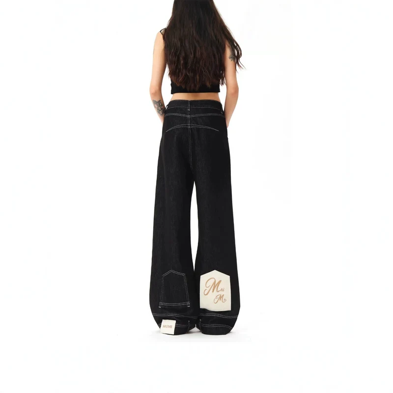 Damen Hochtaillierte Jeans mit weitem Bein Nord Taschen