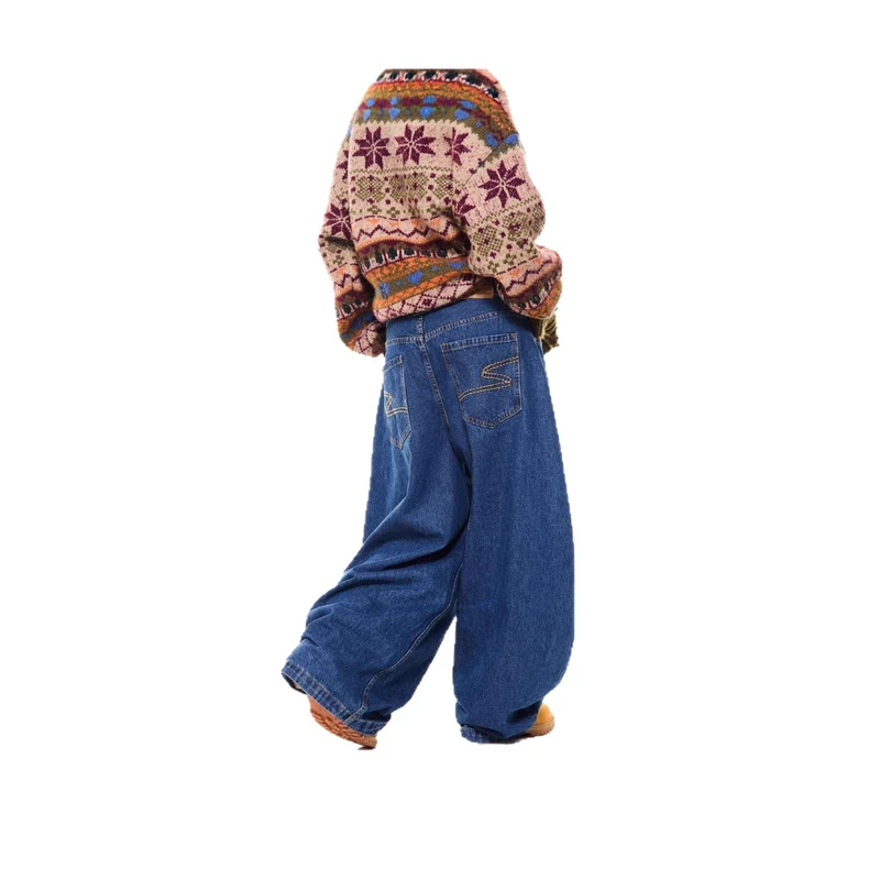 Damen Gemusterter Pullover mit Knopfleiste Nord Taschen