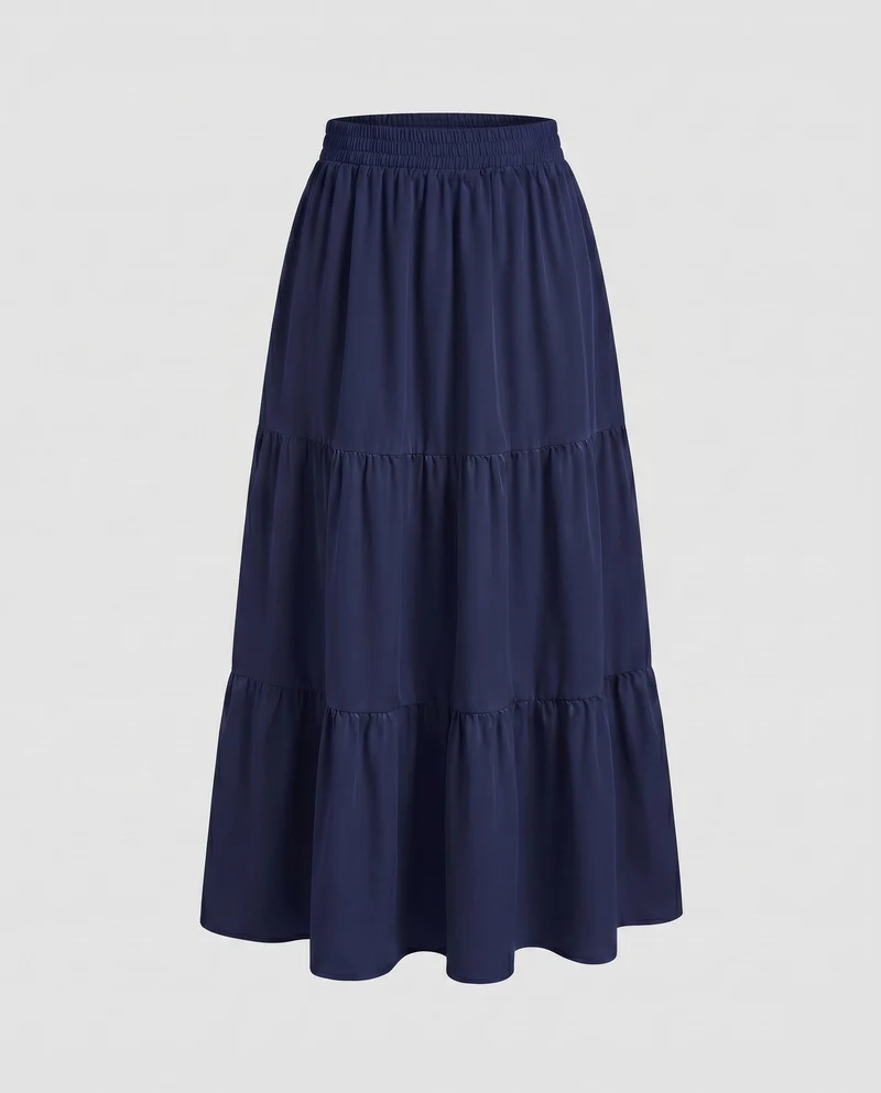 Damen Maxirock mit voluminösen Rüschendetails